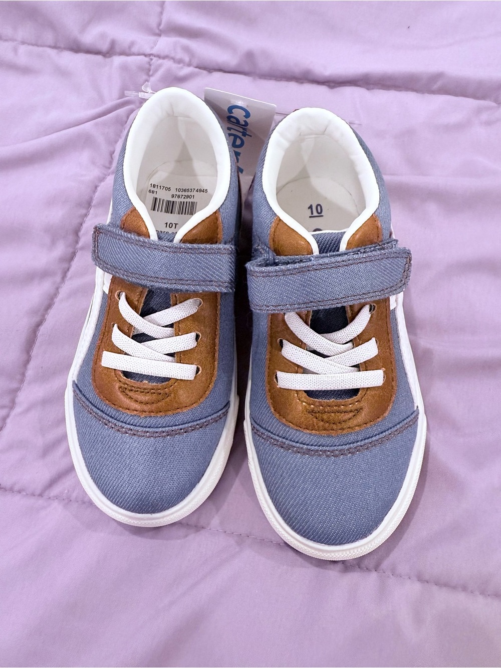 Carter's Blue and Brown Kids' Canvas Sneakers - Size 10